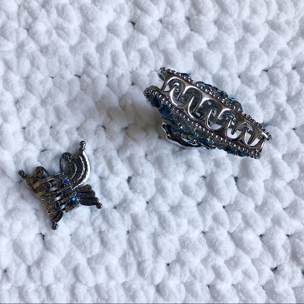Blue Crystal Rhinestones Hair Clips - Picture 2 of 3